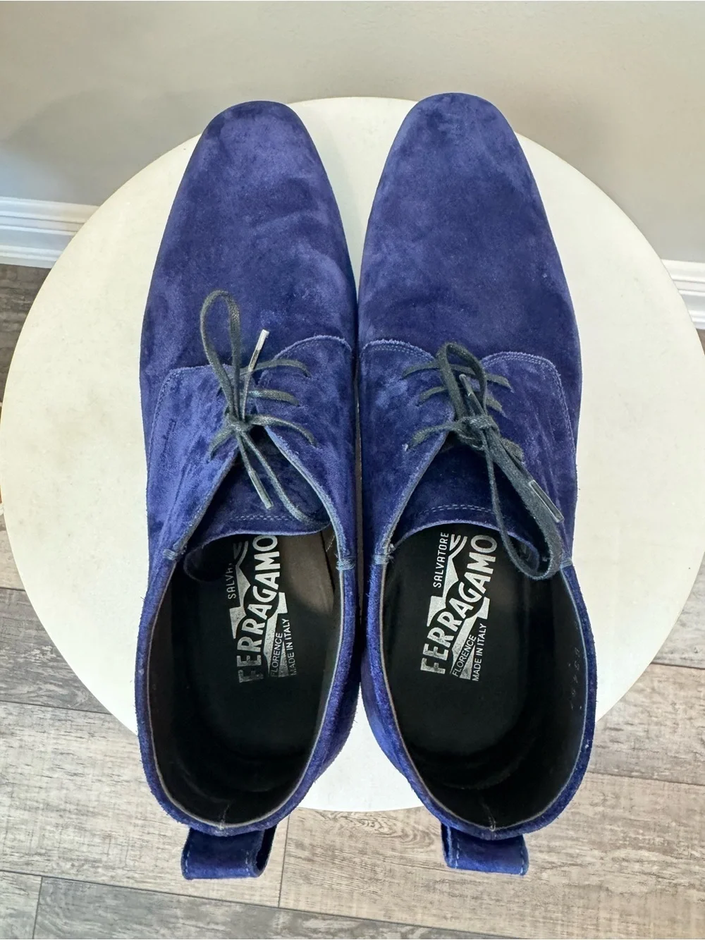 Salvatore Ferragamo Men’s Royal Blue Suede Ankle Boots